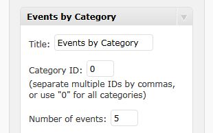 Events widget with Category ID option